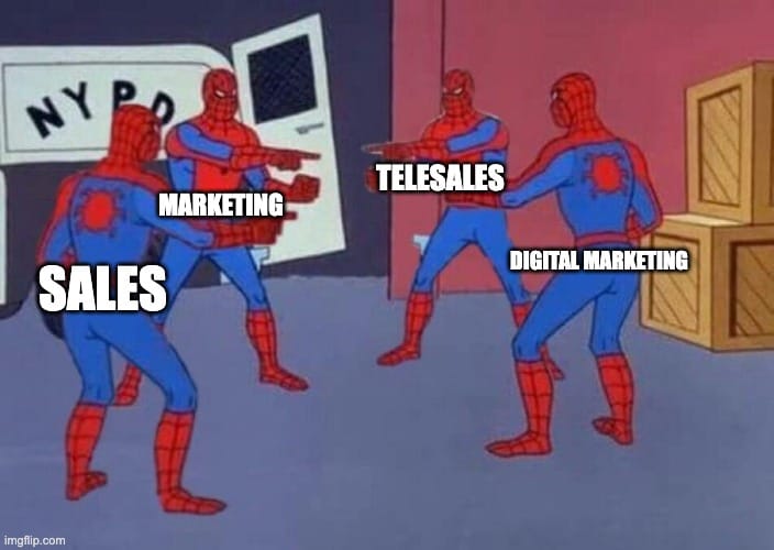 The blame game meme between sales and marketing